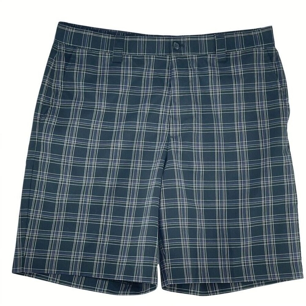 Izod Mens Size 36 Blue Plaid Golf Shorts 100% Polyester